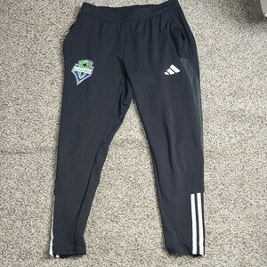 Adidas Black Sweatpants with Tapered Leg and Elastic Waistband